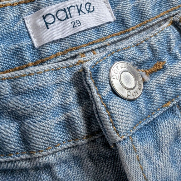 New Parke Light Wash Baggy Denim Shorts Size 29 Cut Offs - Picture 3 of 9